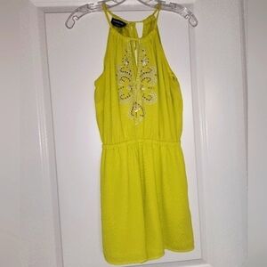 Bebe bright yellow romper with pockets